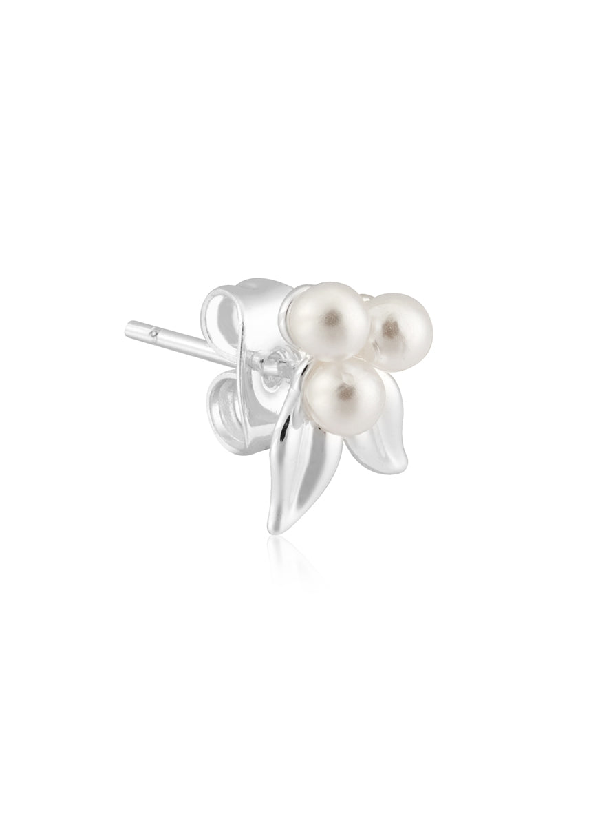 Karma Silver Pearl Berries Stud Earrings