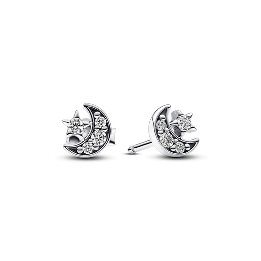 Pandora Sparkling Moon & Star Stud Earrings