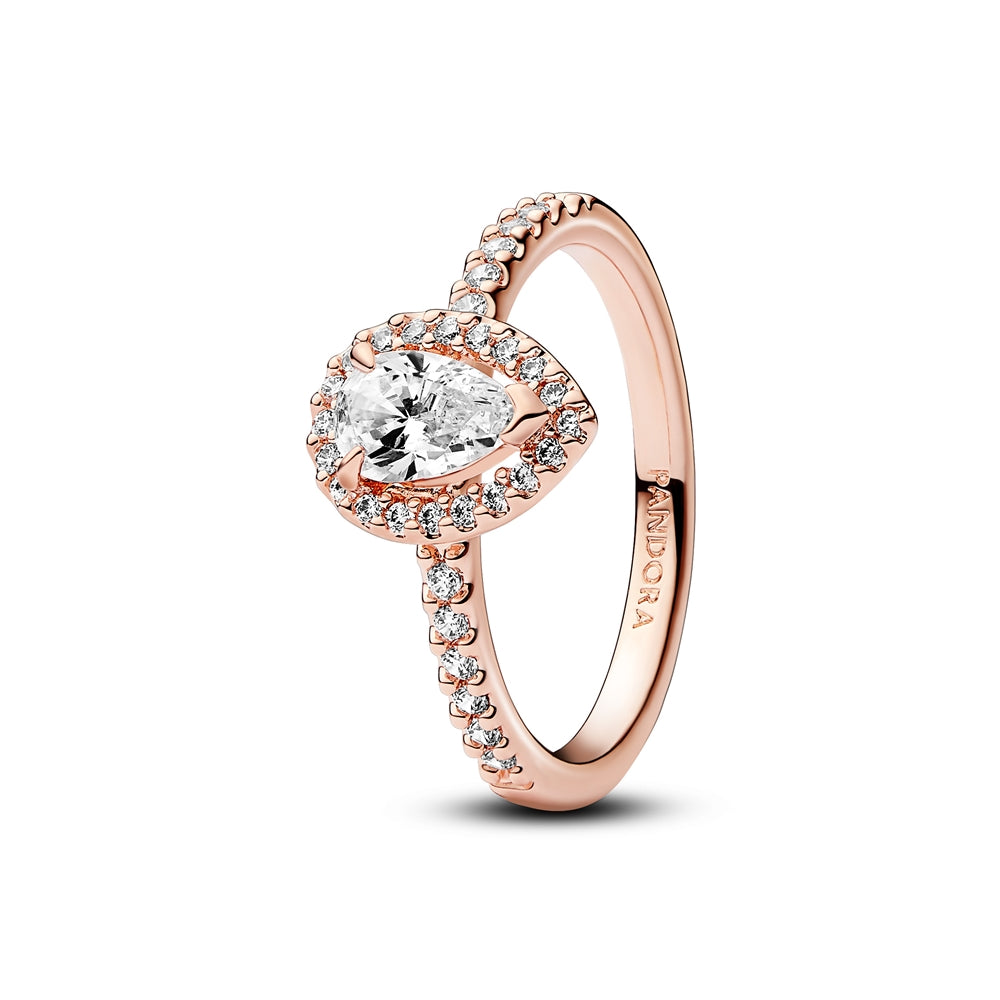 Pandora Sparkling Rose-Gold Pear Halo Ring