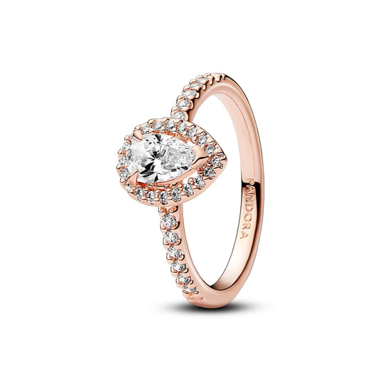 Pandora Sparkling Rose-Gold Pear Halo Ring