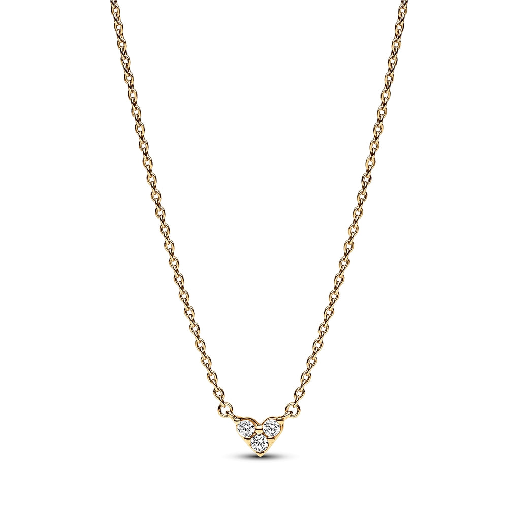 Pandora Gold Triple Stone Heart Collier Necklace
