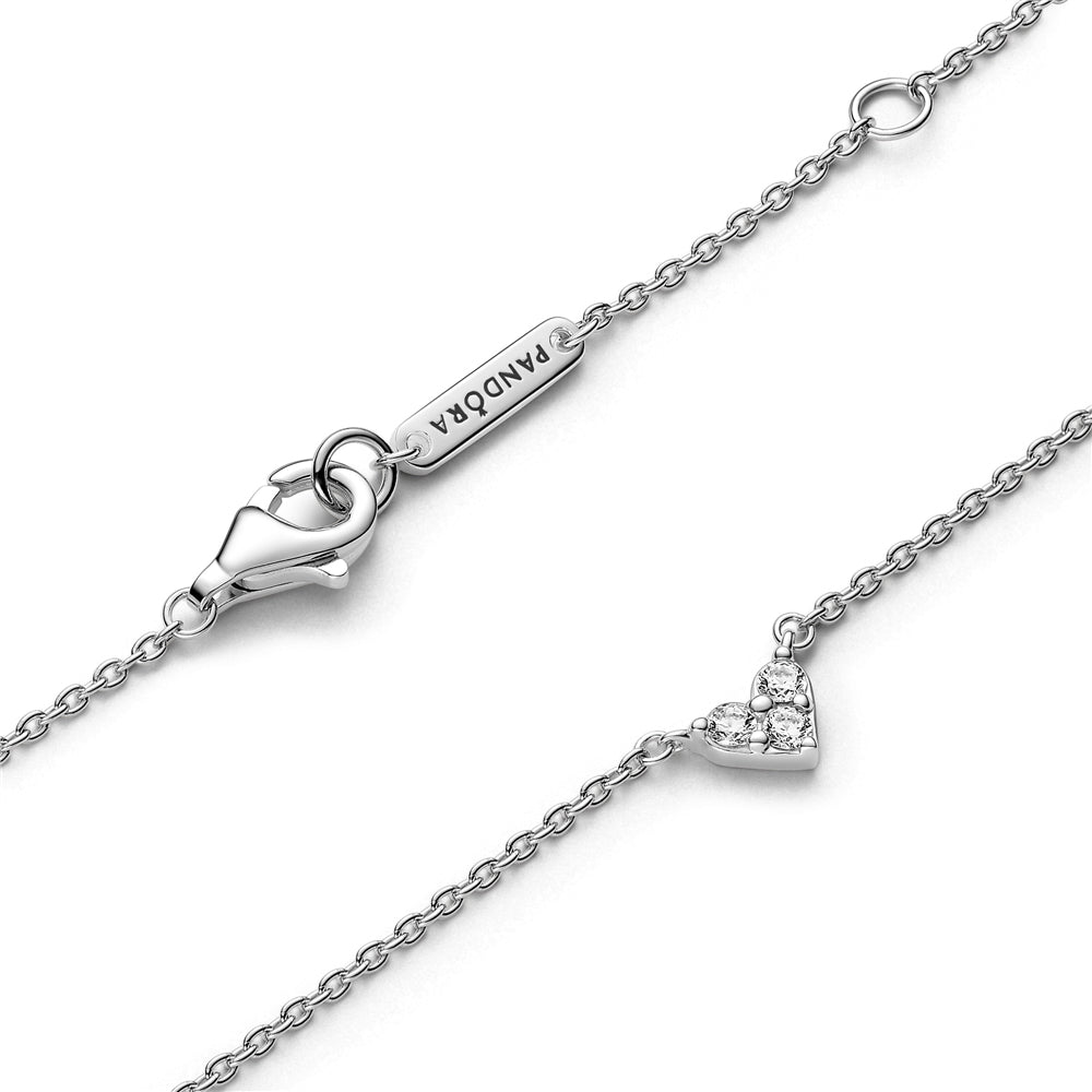 Pandora Silver Triple Stone Heart Collier Necklace