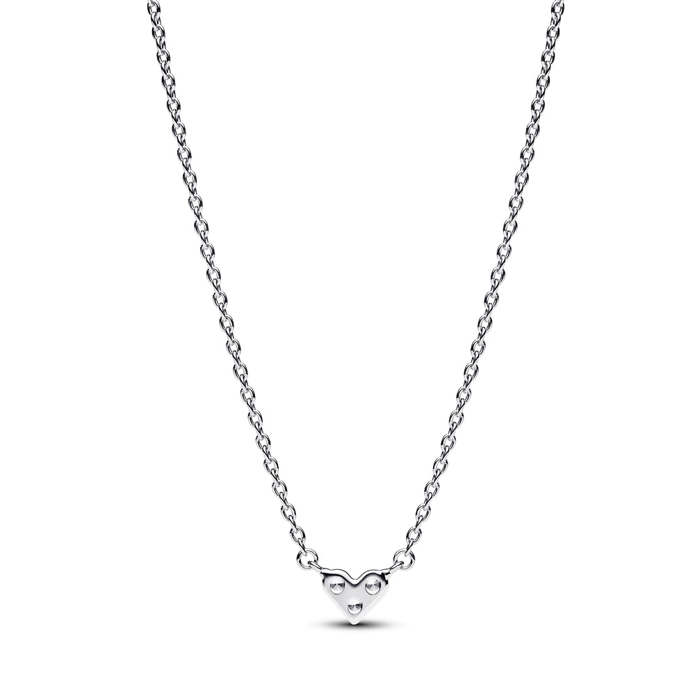 Pandora Silver Triple Stone Heart Collier Necklace