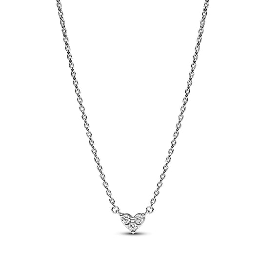 Pandora Silver Triple Stone Heart Collier Necklace