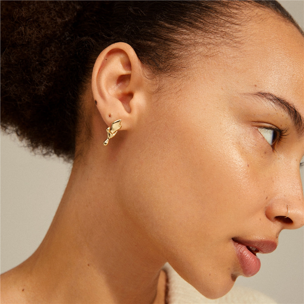 Pilgrim Gold Plated Alyssa Molten Small Recycled Earrings