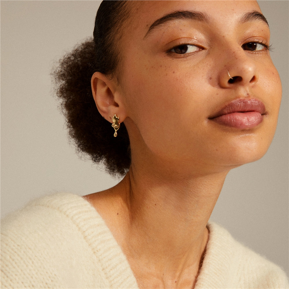 Pilgrim Gold Plated Alyssa Molten Small Recycled Earrings