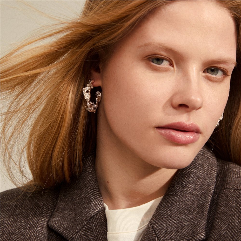 Pilgrim Silver Plated Flow Recycled Large Hoops