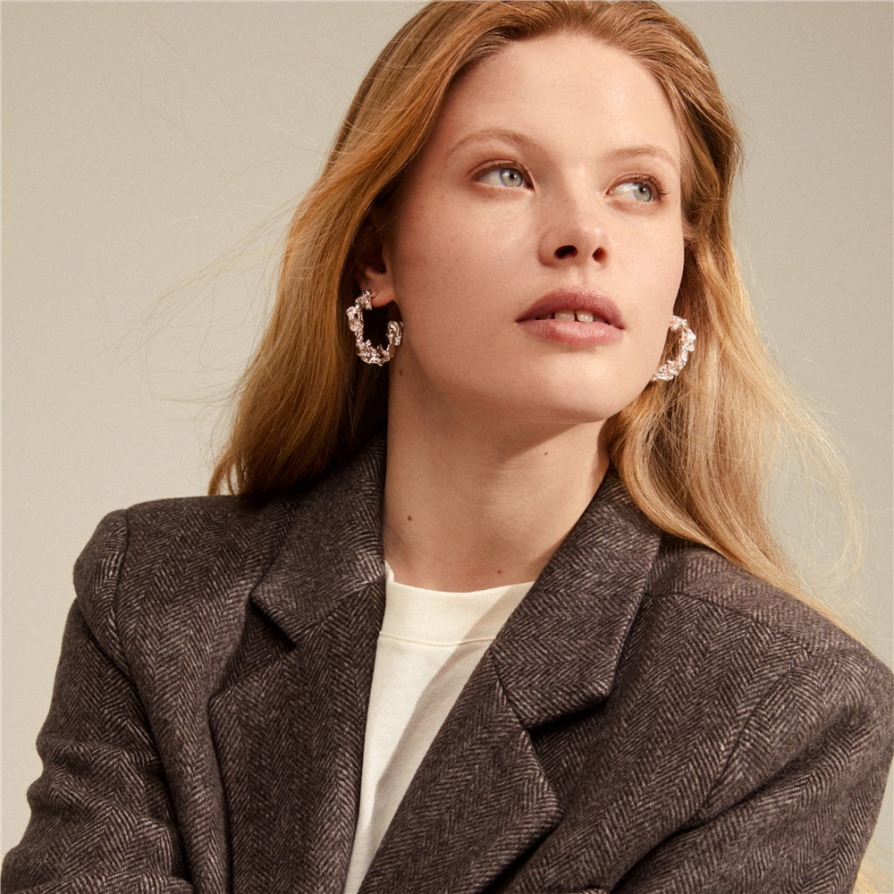 Pilgrim Silver Plated Flow Recycled Large Hoops