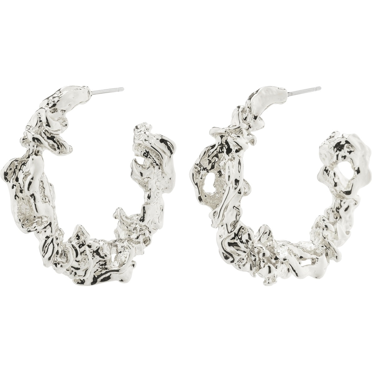 Pilgrim Silver Plated Flow Recycled Large Hoops