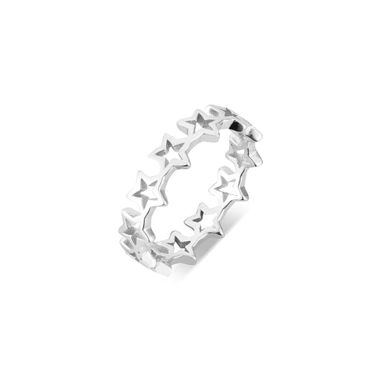 Argento Silver Plain Star Band Ring