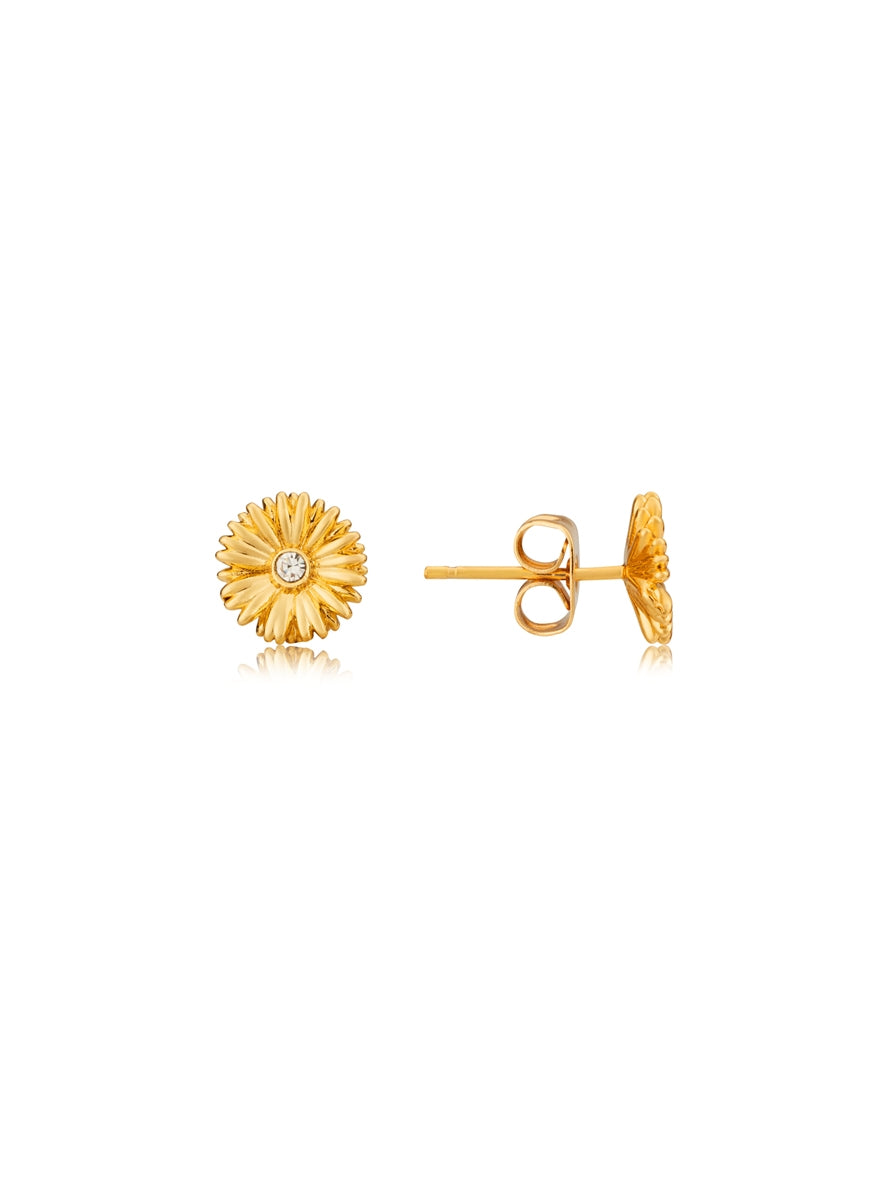 Karma Gold Plated Crystal Flower Studs