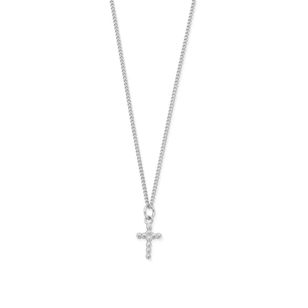 ChloBo Mens Silver Curb Chain Cross Necklace