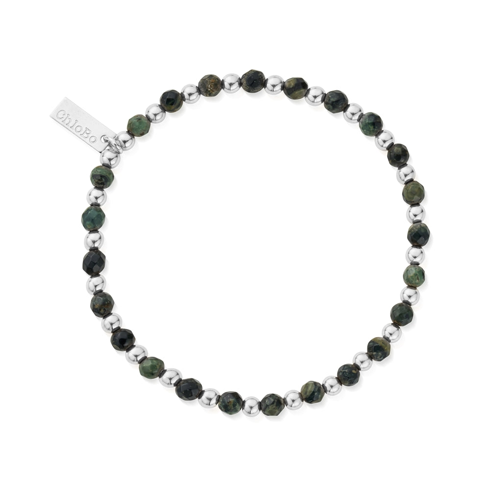ChloBo Mens Silver Kambaba Jasper Ball Bracelet