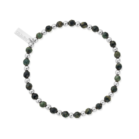 ChloBo Mens Silver Kambaba Jasper Ball Bracelet
