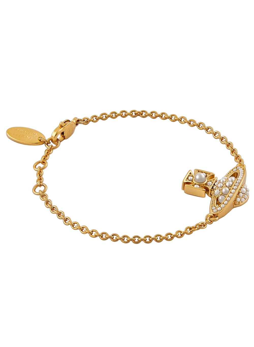 Vivienne Westwood Luiza Bas Relief Gold Tone Pearl Bracelet