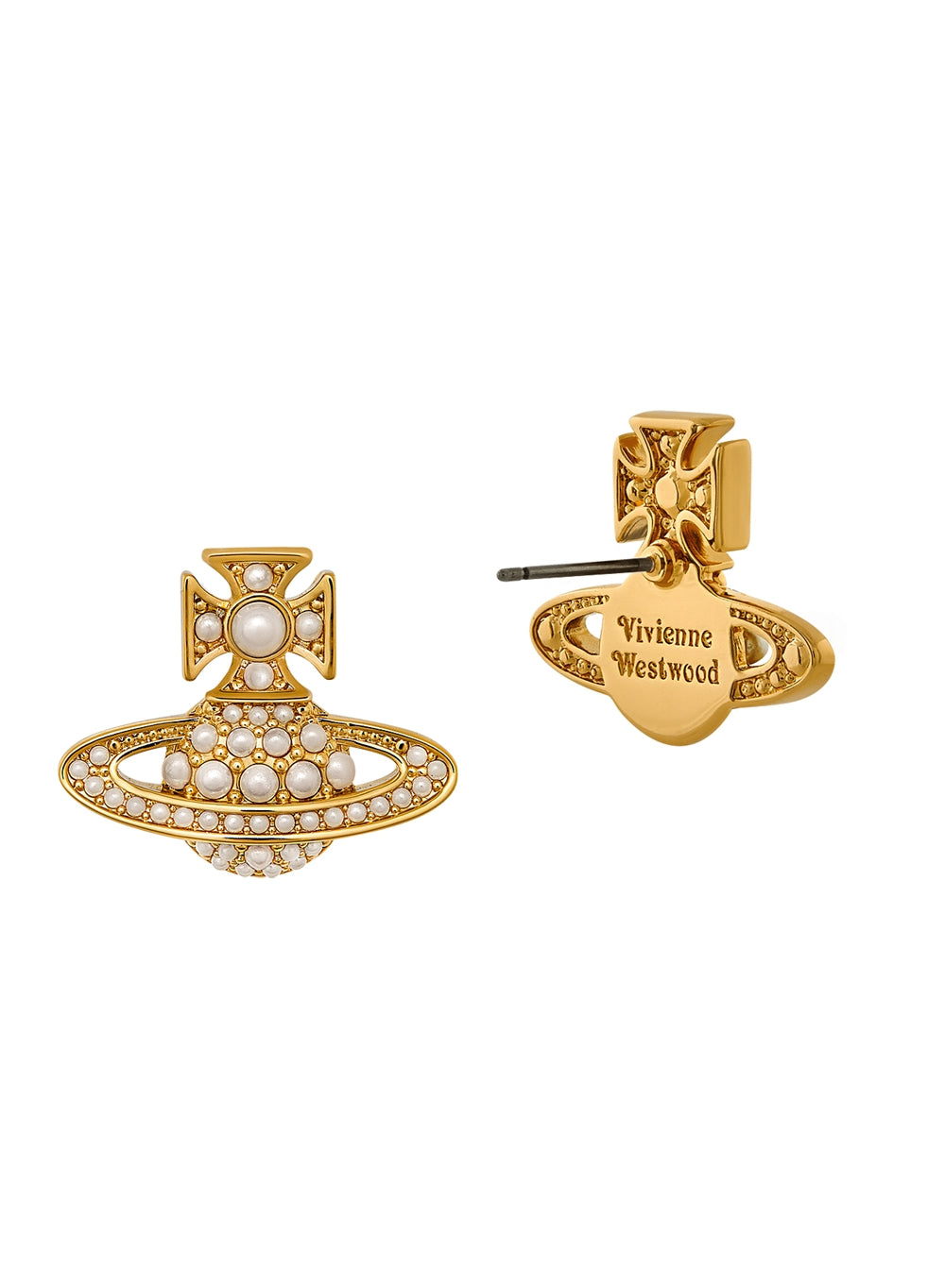 Vivienne Westwood Luiza Bas Relief Gold Tone Studs