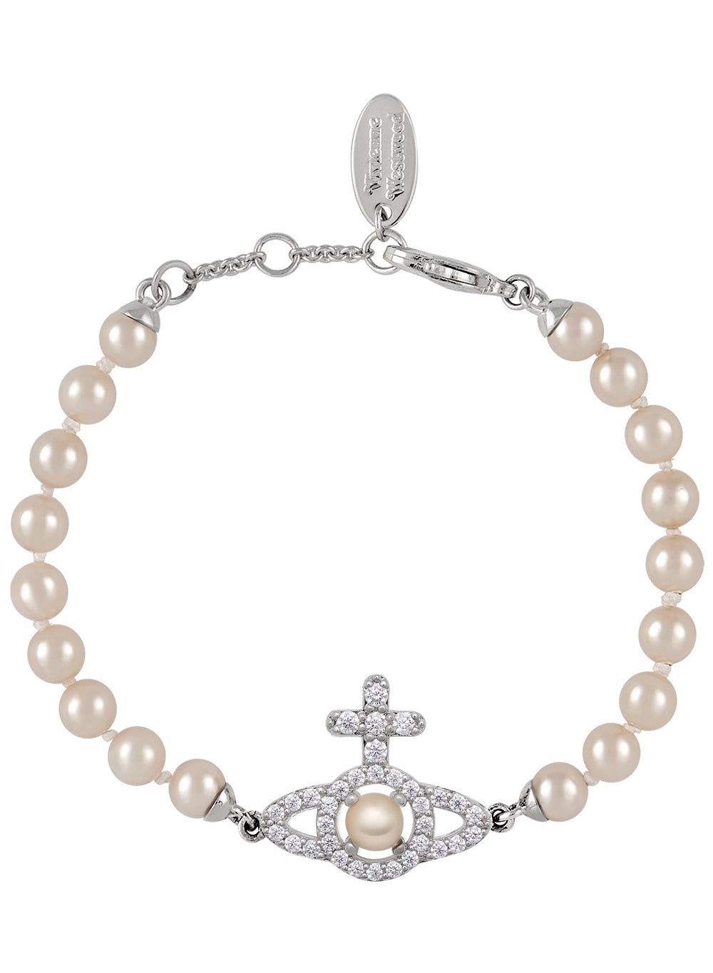 Vivienne Westwood Olympia Pearl Strand Silver Tone Bracelet