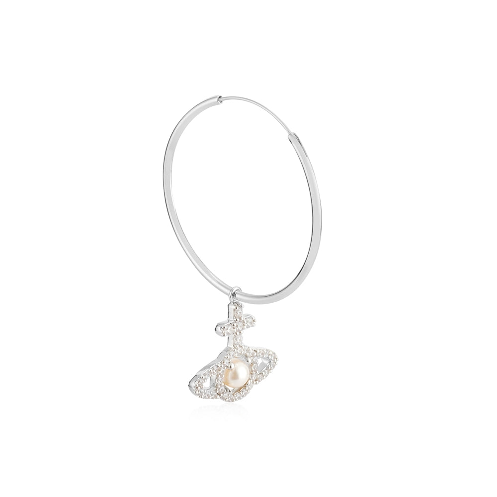 Vivienne Westwood Olympia Silver Pearl CZ Hoops