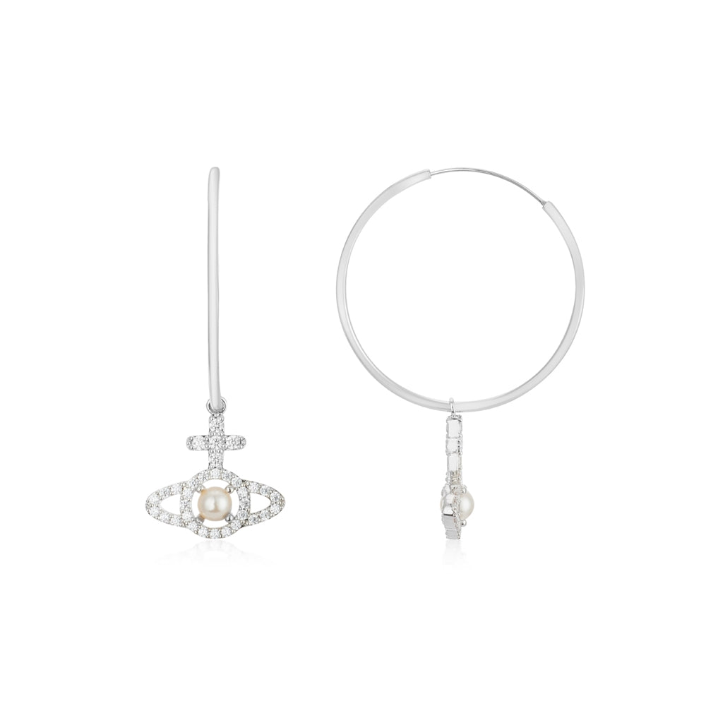 Vivienne Westwood Olympia Silver Pearl CZ Hoops