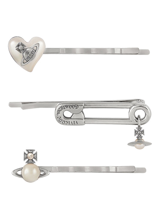 Vivienne Westwood Tilde 3-Pack Silver Tone Pearl Hairclips