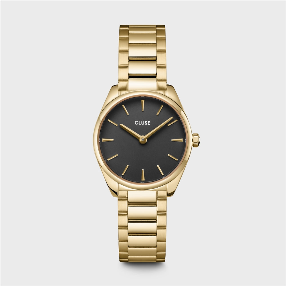 CLUSE Gold Colour Giftbox Féroce Mini Watch and Black Bracelet