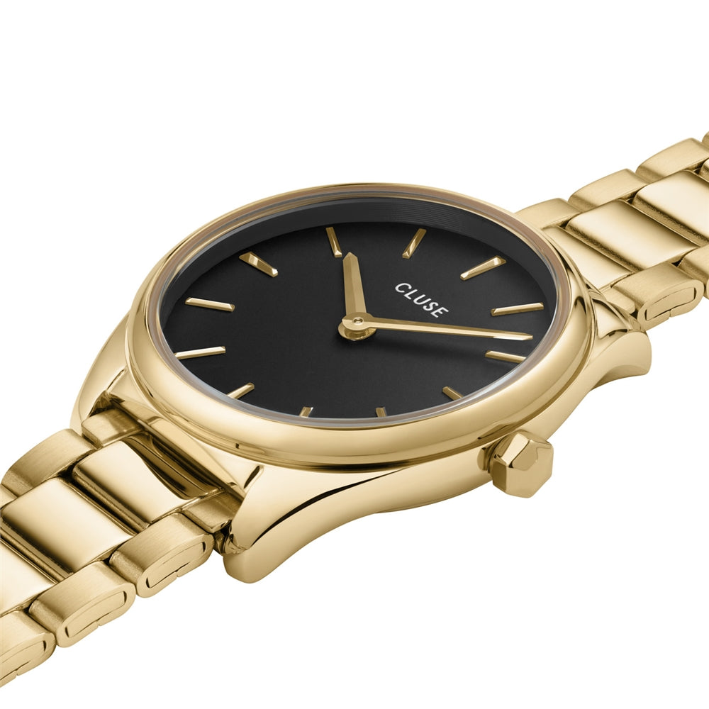 CLUSE Gold Colour Giftbox Féroce Mini Watch and Black Bracelet
