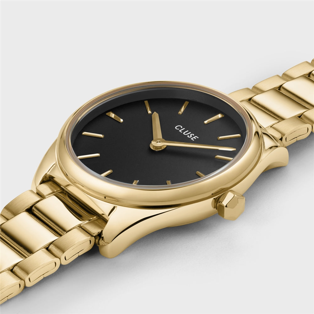 CLUSE Gold Colour Giftbox Féroce Mini Watch and Black Bracelet