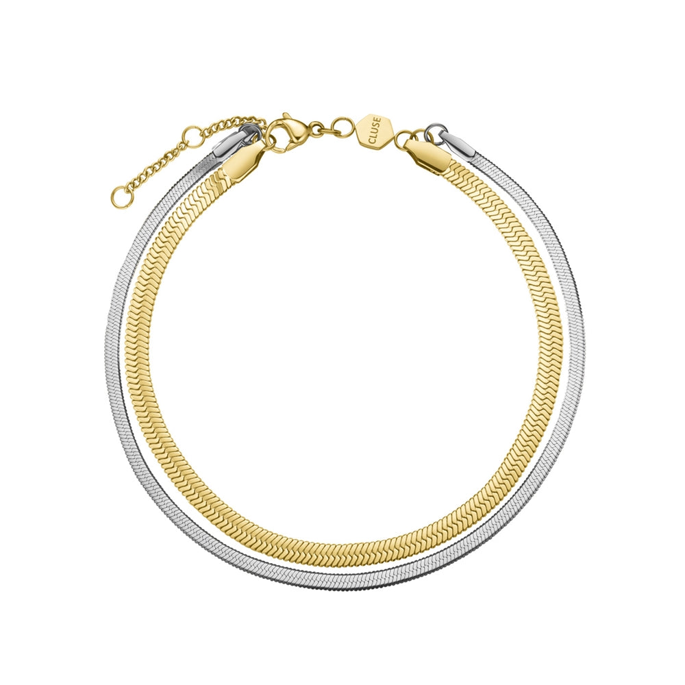 CLUSE Gold Mix Giftbox Gracieuse Petit Watch and Double Snake Bracelet