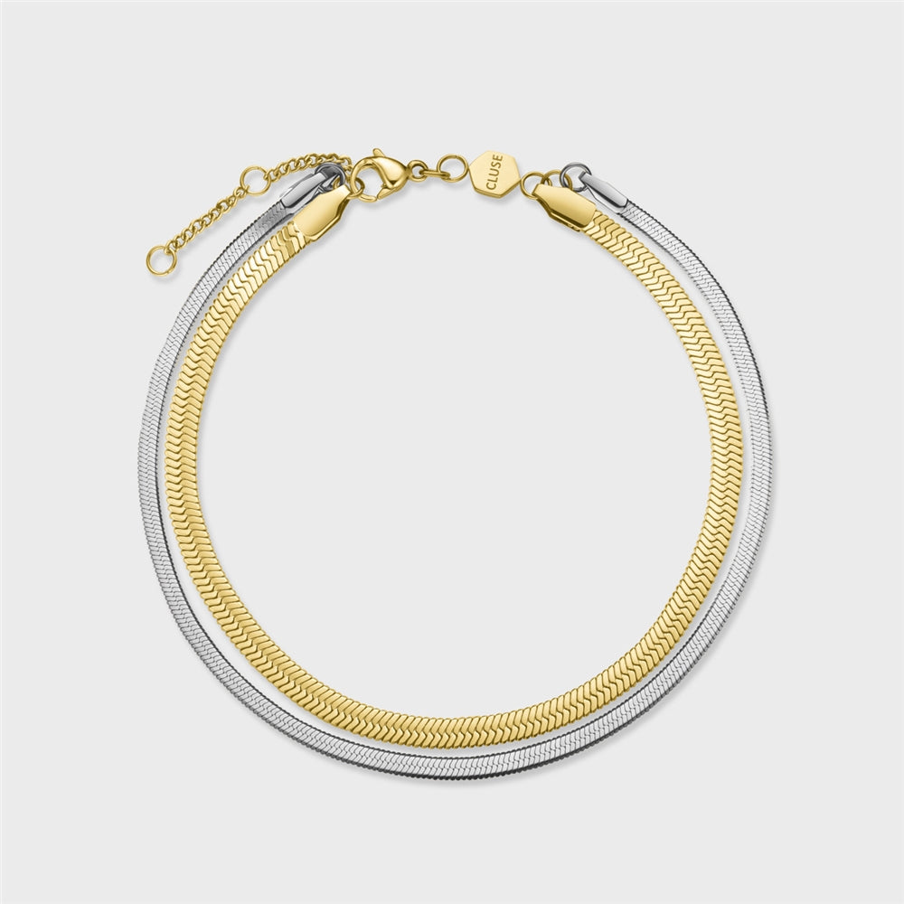 CLUSE Gold Mix Giftbox Gracieuse Petit Watch and Double Snake Bracelet
