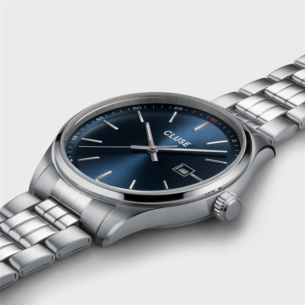 CLUSE Silver Antheor Watch Steel Blue