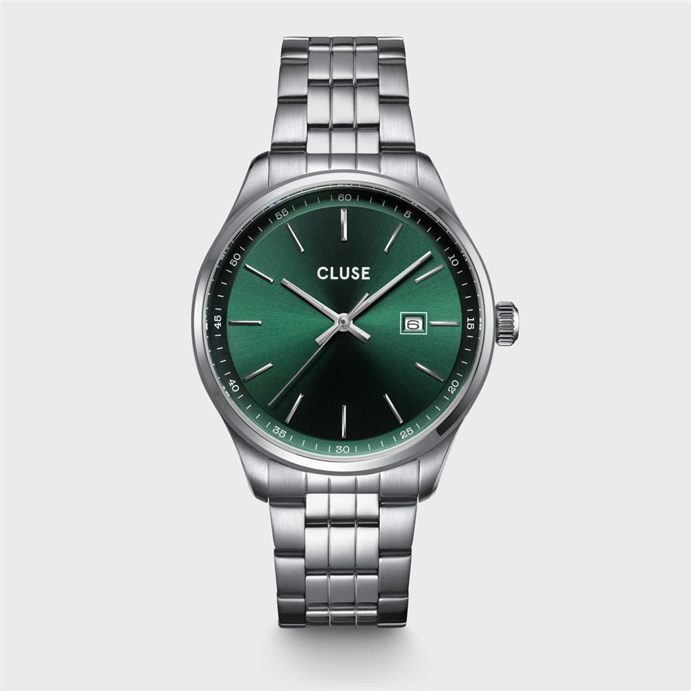 CLUSE Silver Antheor Watch Steel Green