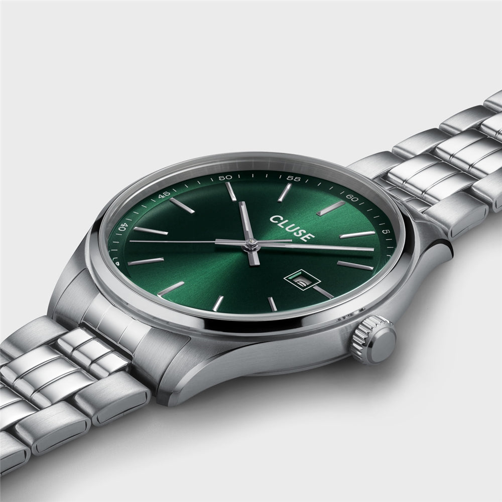 CLUSE Silver Antheor Watch Steel Green