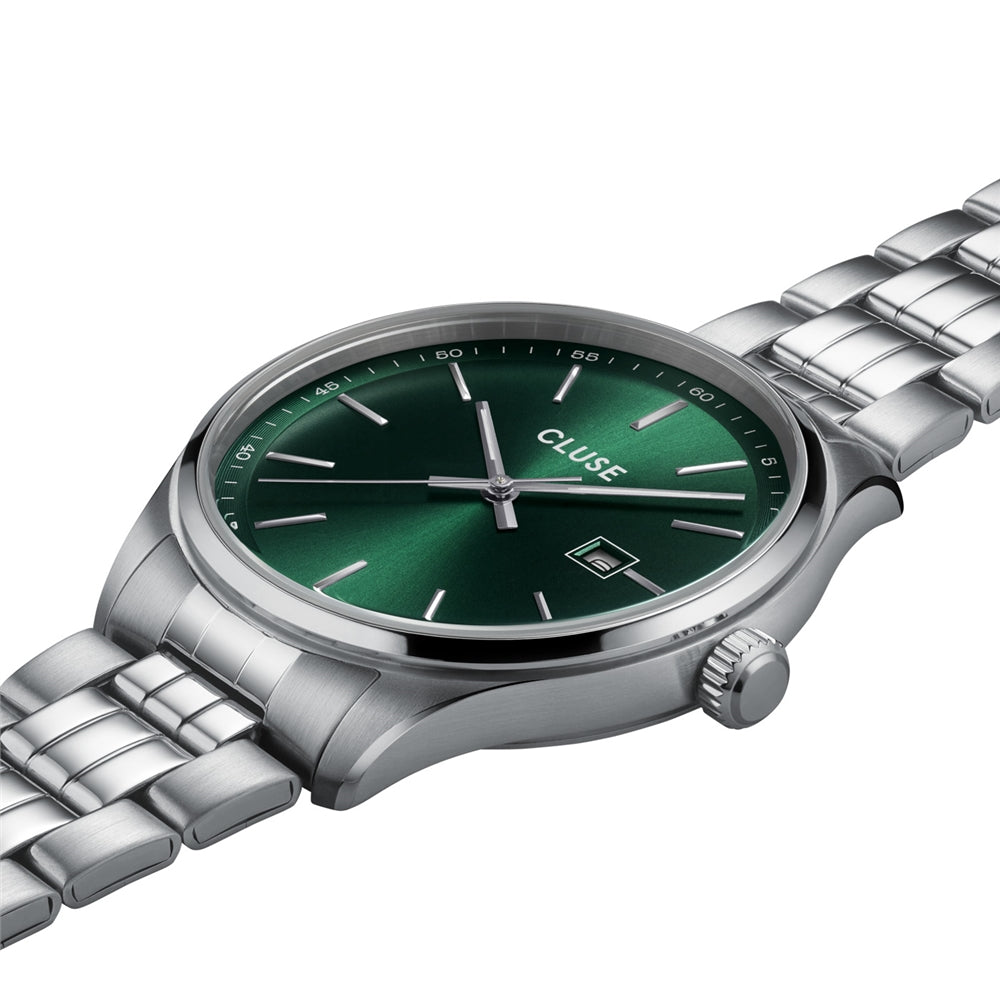 CLUSE Silver Antheor Watch Steel Green