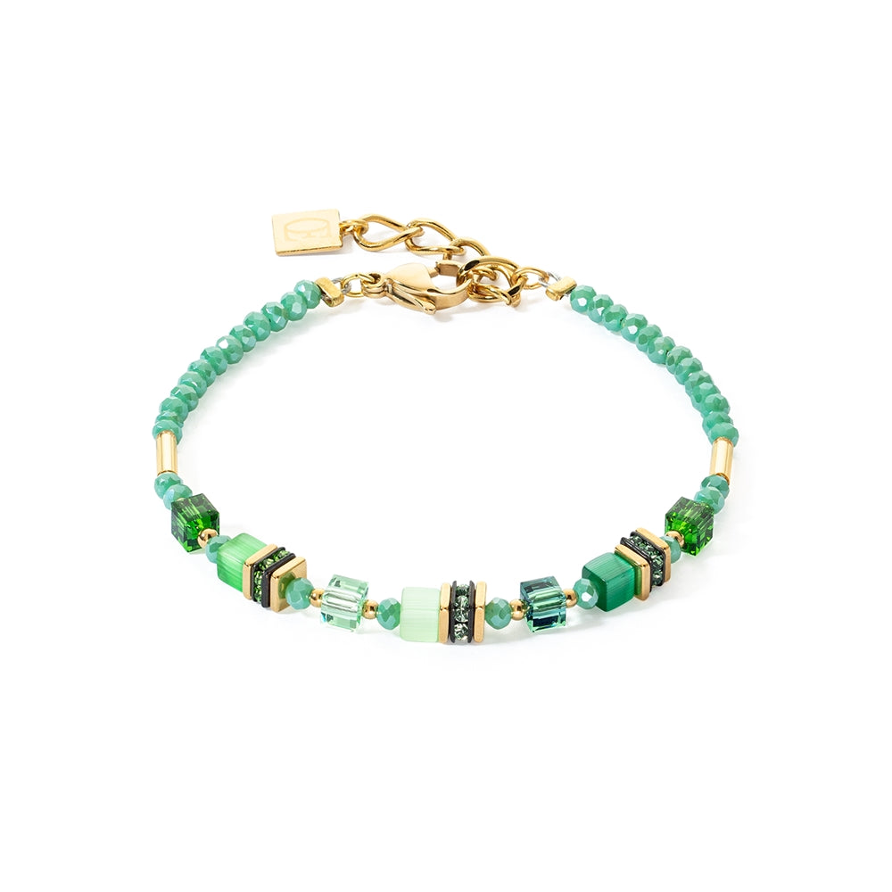 Coeur De Lion Gold Green Mini Cubes Bracelet