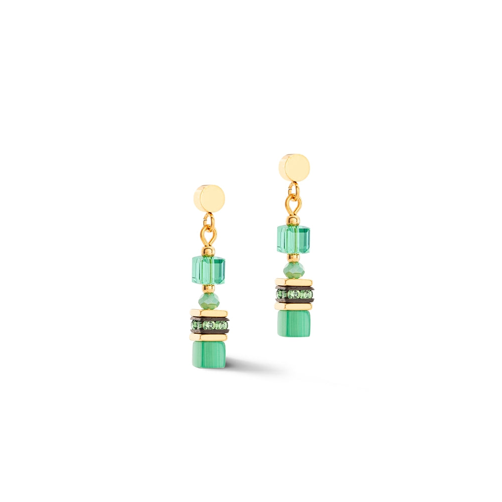Coeur De Lion Gold Green Mini Cubes Earrings