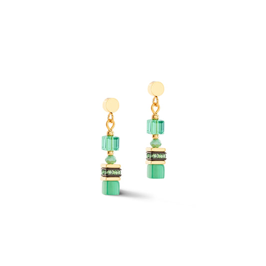 Coeur De Lion Gold Green Mini Cubes Earrings