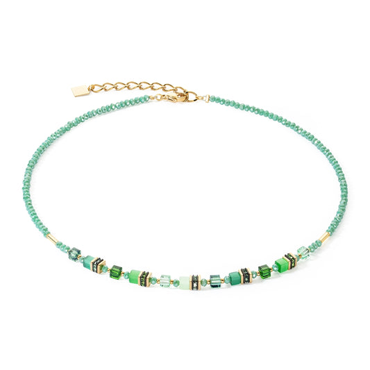 Coeur De Lion Gold Green Mini Cubes Necklace