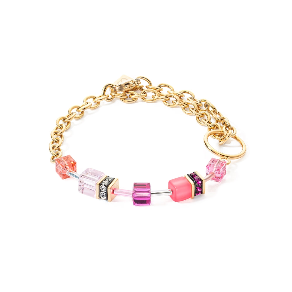 Coeur De Lion Gold Pink GeoCube Blacelet