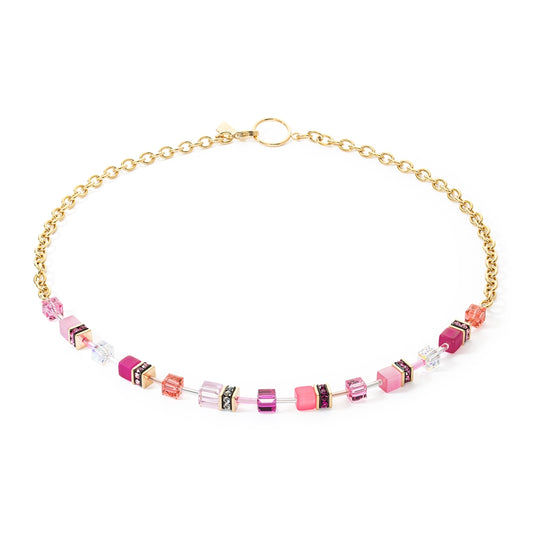 Coeur De Lion Gold Pink GeoCube Necklace