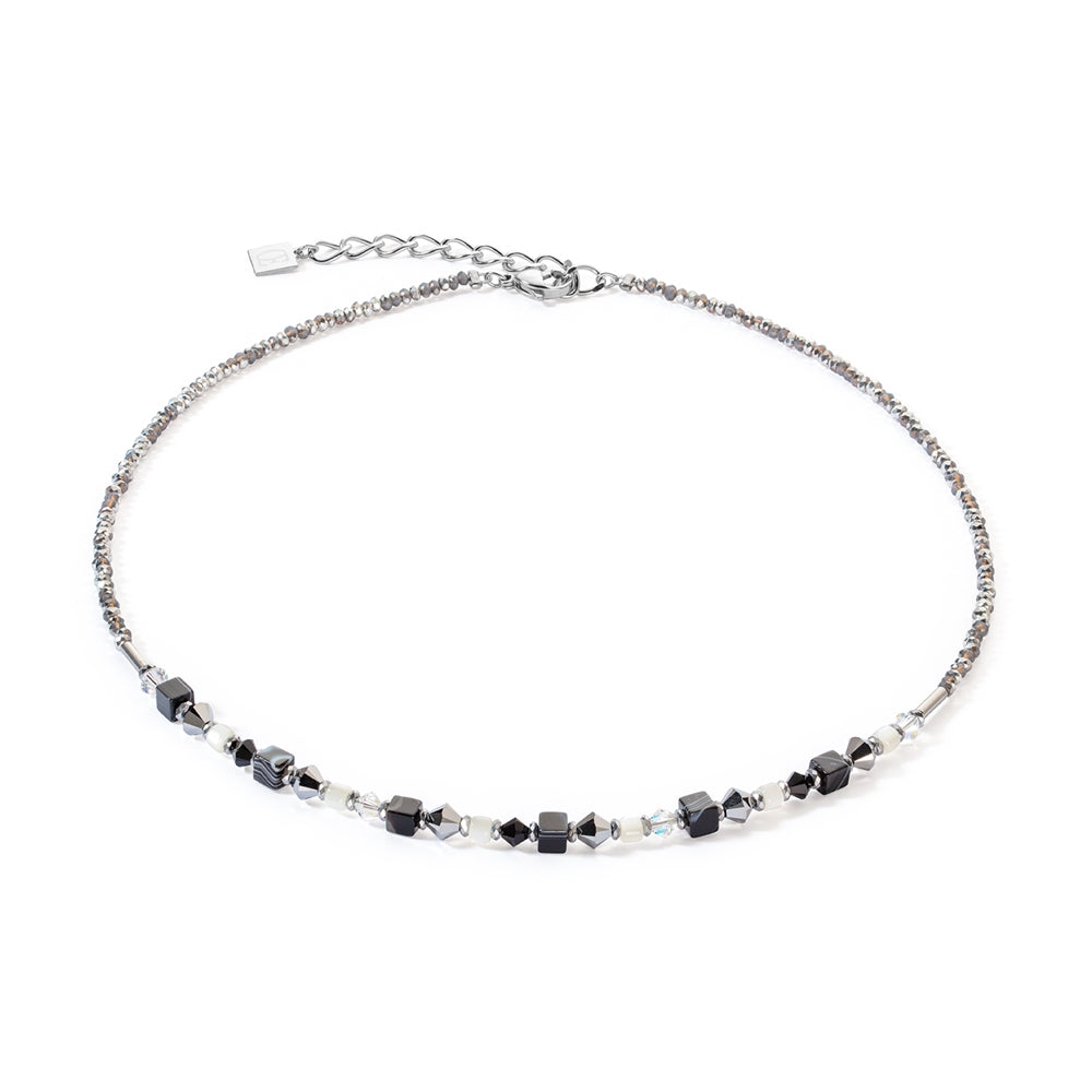 Coeur De Lion Silver Black and White Crytal Necklace