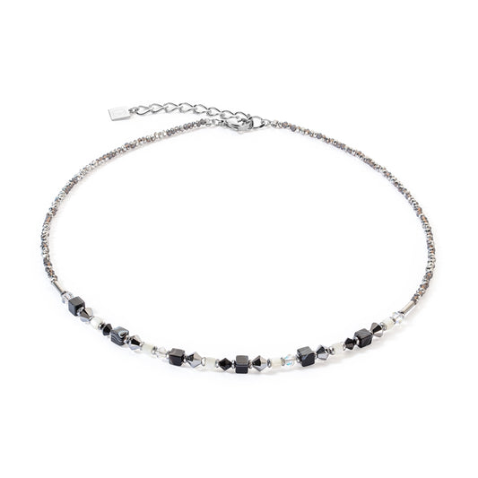 Coeur De Lion Silver Black and White Crytal Necklace