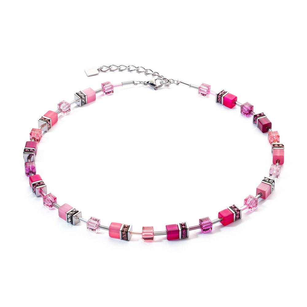 Coeur De Lion Silver Pink GeoCube Necklace