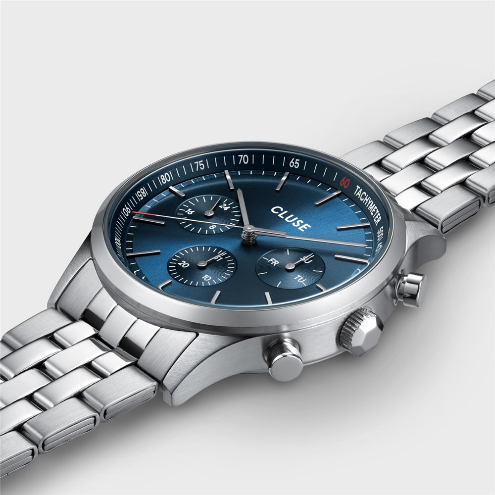 CLUSE Silver Antheor Multifunction Blue Dial Watch