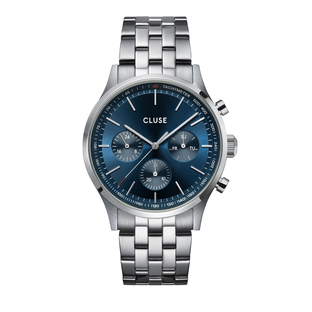 CLUSE Silver Antheor Multifunction Blue Dial Watch