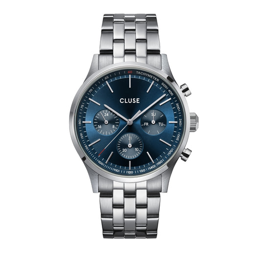 CLUSE Silver Antheor Multifunction Blue Dial Watch