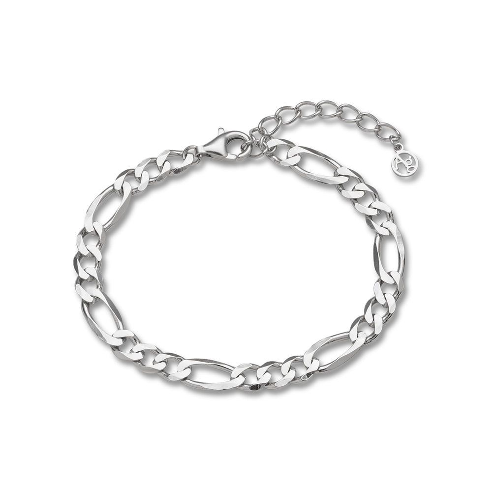 Argento Silver Mens Figaro Bracelet
