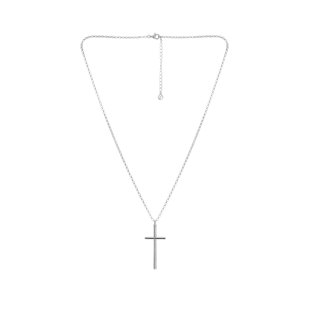 Argento Silver Mens Classic Cross Necklace