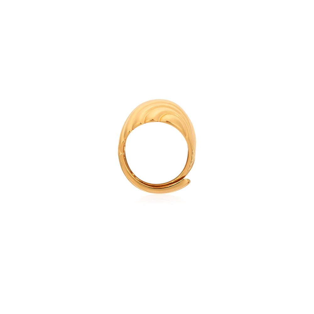 August Woods Gold Chunky Ribbed Adjustable Ring