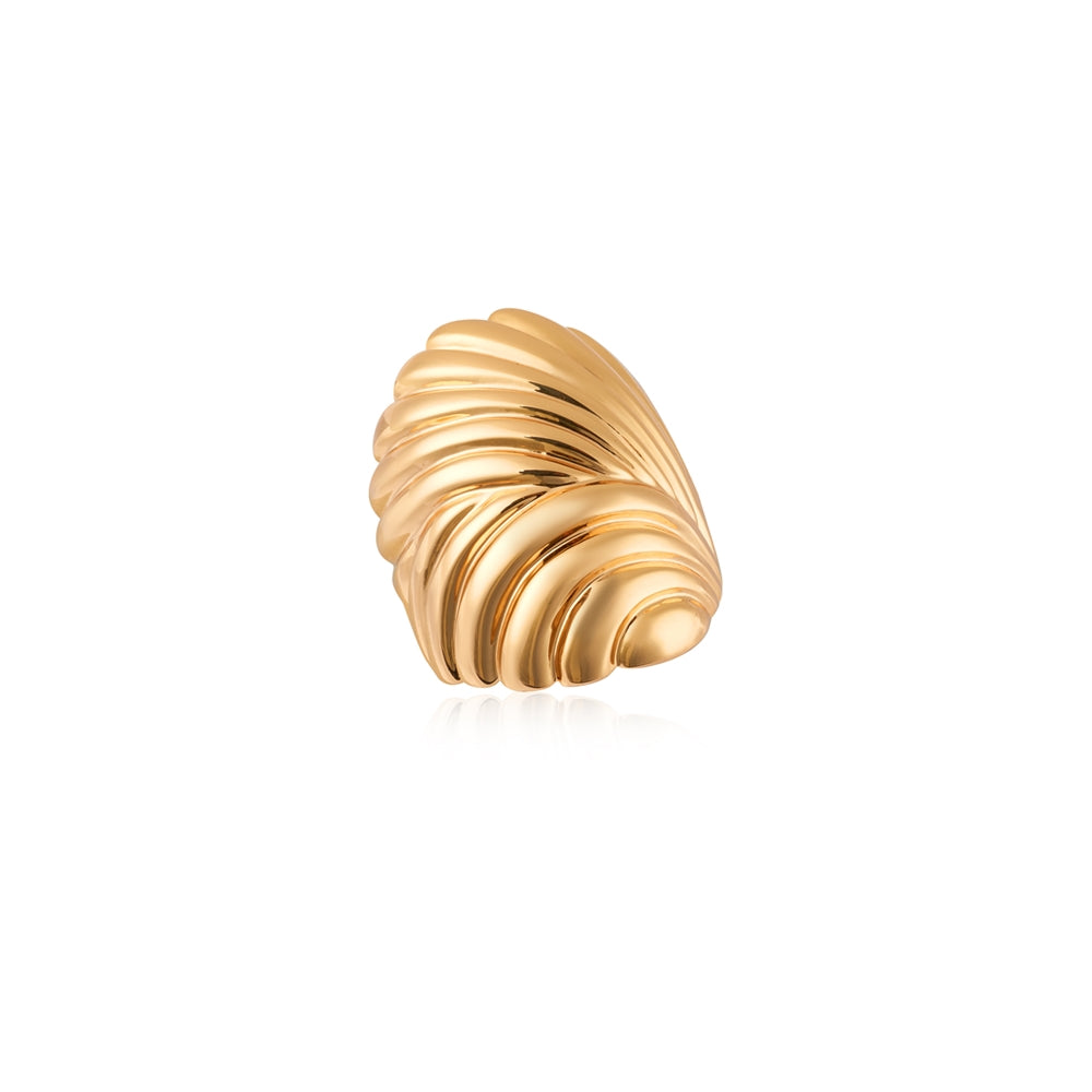 August Woods Gold Chunky Ribbed Adjustable Ring