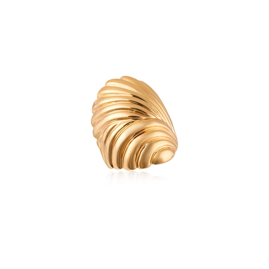 August Woods Gold Chunky Ribbed Adjustable Ring